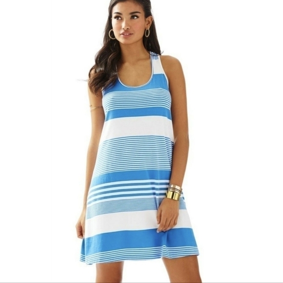 Lilly Pulitzer Dresses & Skirts - Lilly Pulitzer Blue White Striped Every Back Shirt Dress